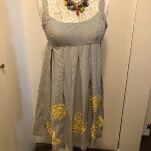 INC Striped Yellow Flower Floral Sun Dress A Line